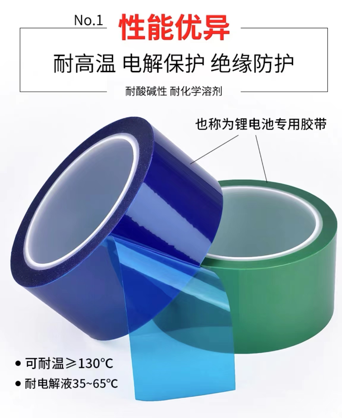 源头厂家 定制 锂电池终止胶带 绿色耐高温绝缘电解保护和固定锂电池芯