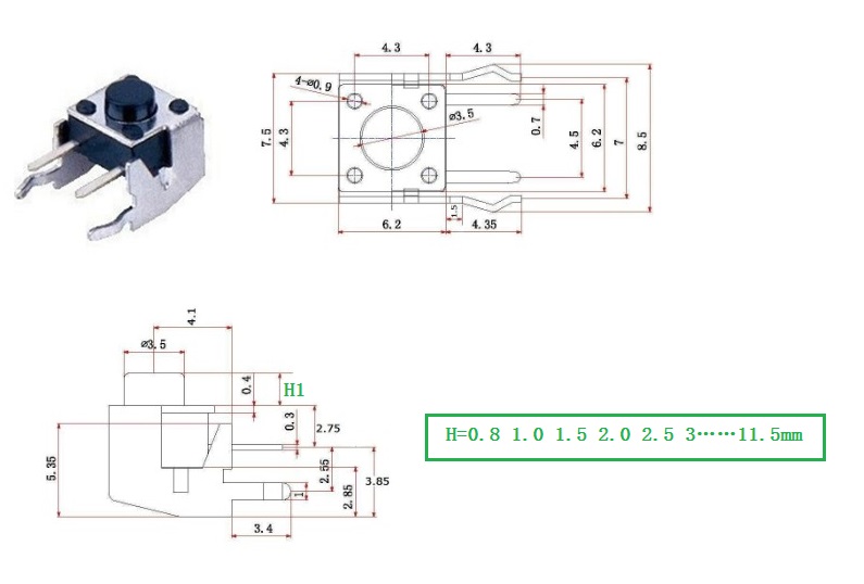 QC-010 轻触开关 汽车遥控器按钮电磁炉按键开关直插 厂家直销