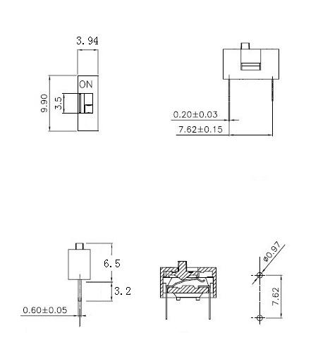 KF-1001-01直插红蓝色侧拨编码琴键式拨码开关 指拨开关 厂家直销