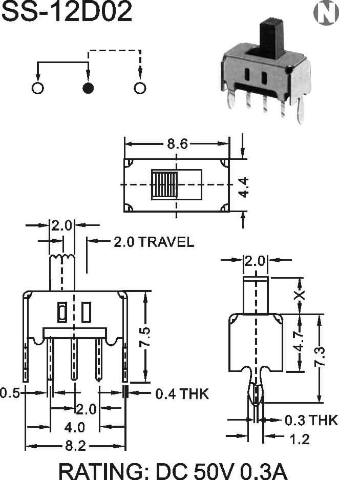 东莞工厂直营鸿大开关电动工具SS-12D02直柄式拨动开关