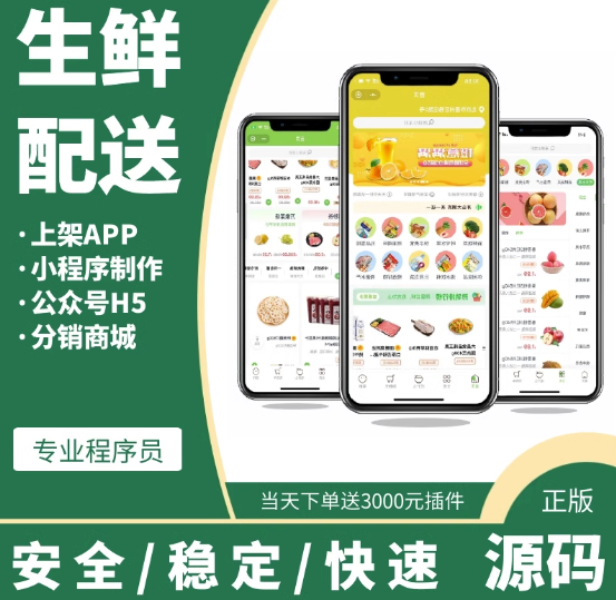 生鲜配送app开发海外商城社区线上团购软件水果超市小程序制作app