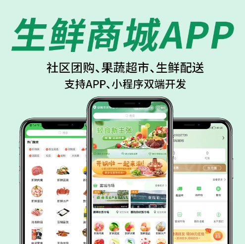 生鲜配送app开发海外商城社区线上团购软件水果超市小程序制作app