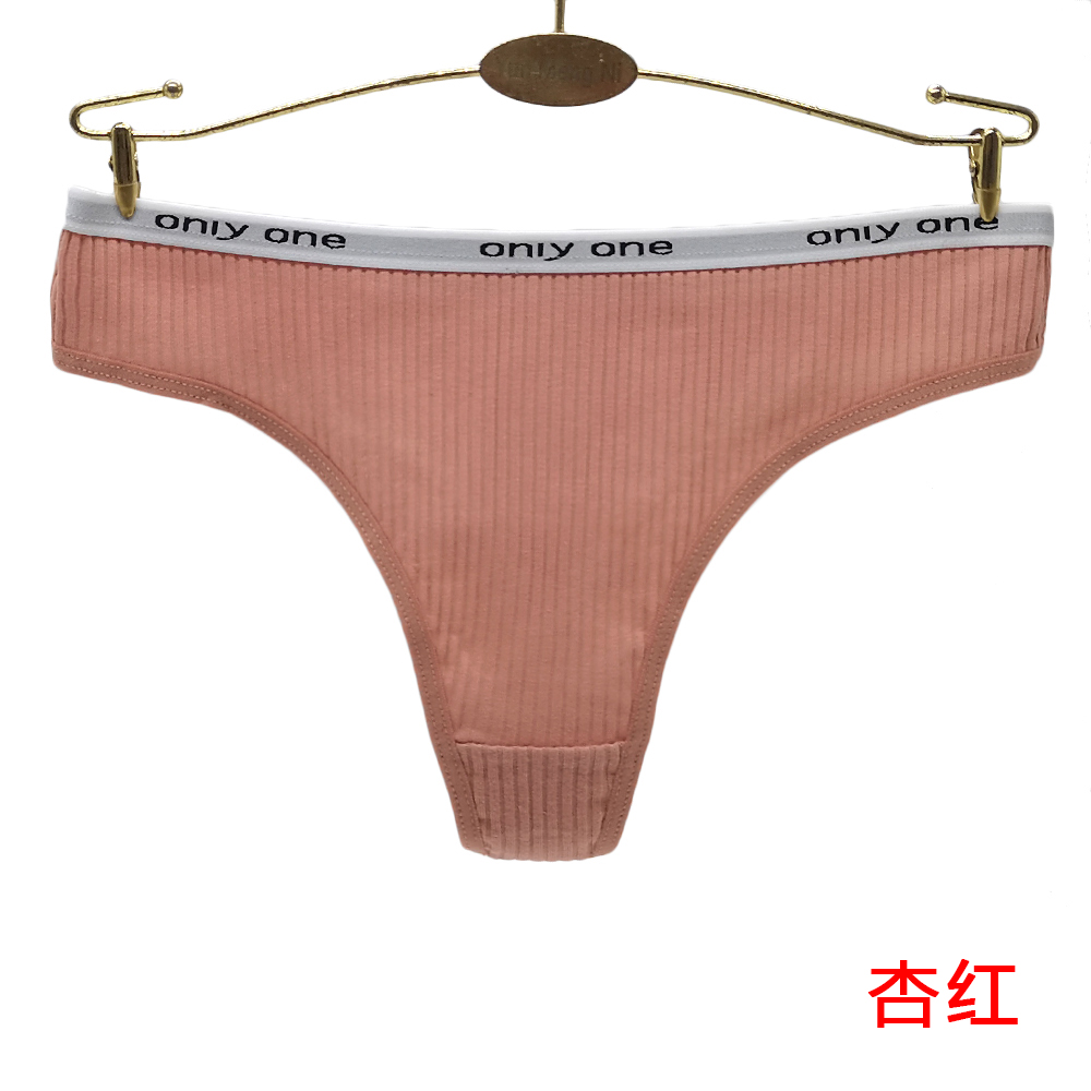 云梦妮外贸女式丁字裤 螺纹字母内裤亚马逊wish跨境货源厂家批发