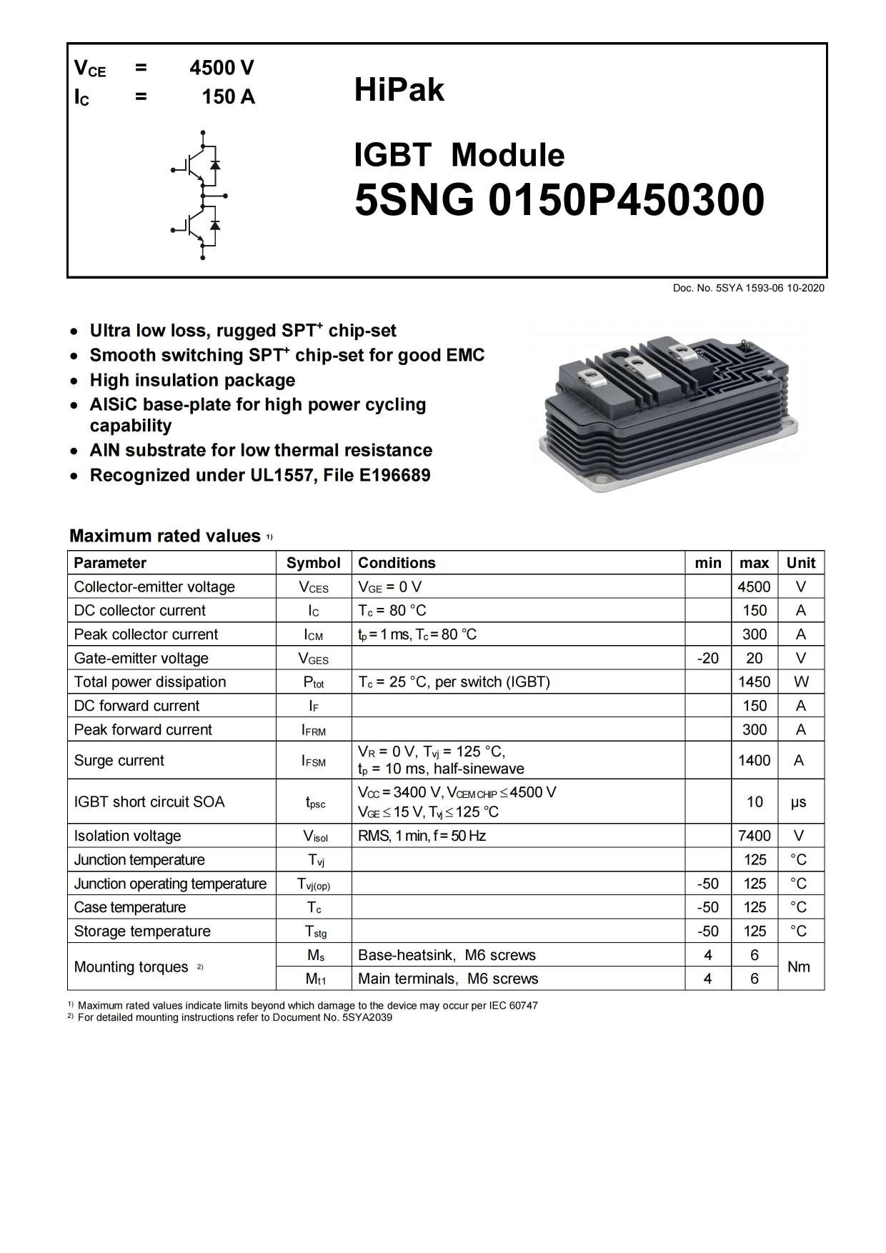 ABB IGBT模块5SNG 0150P450300