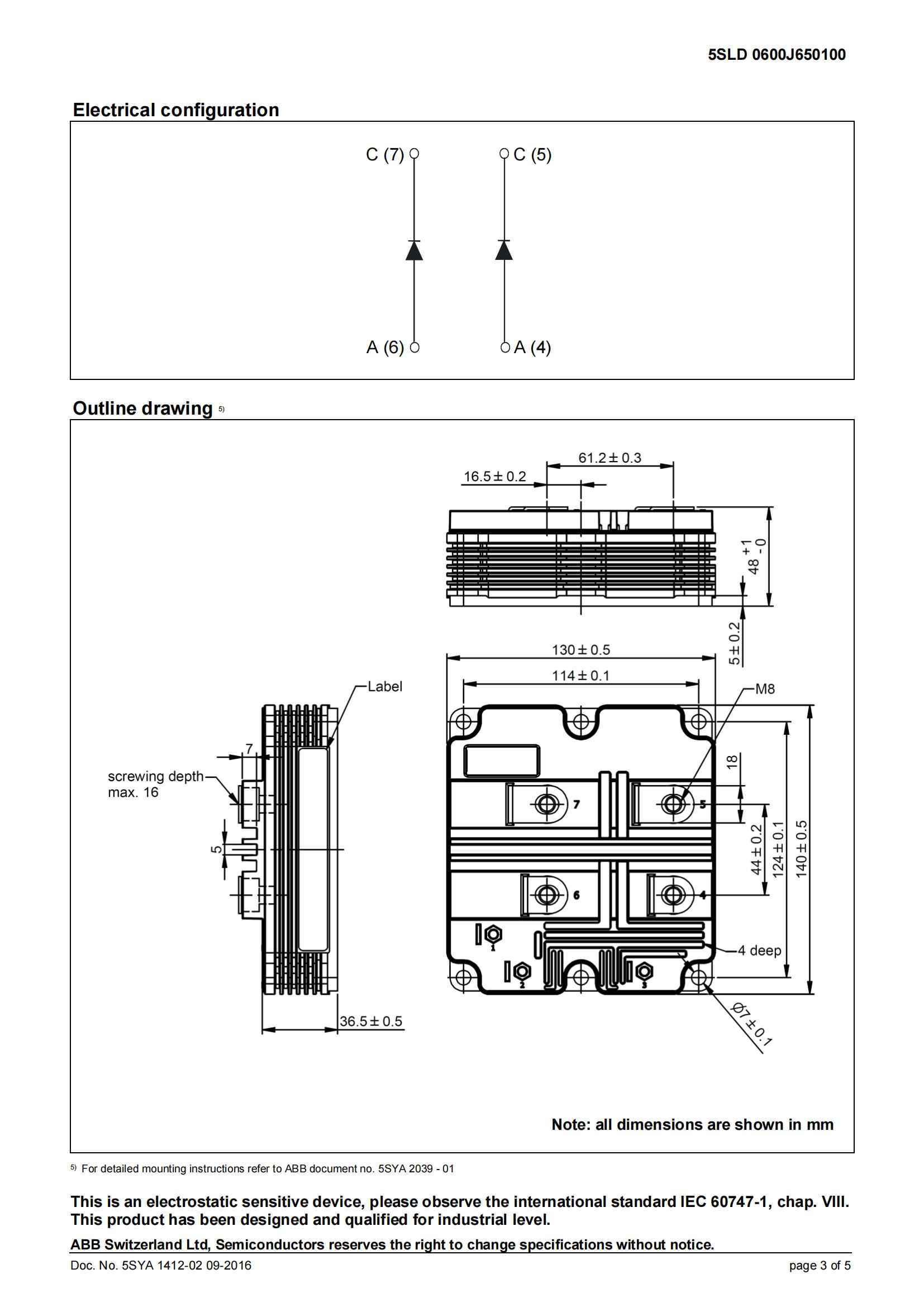 ABB IGBT模块5SLD 0600J650100