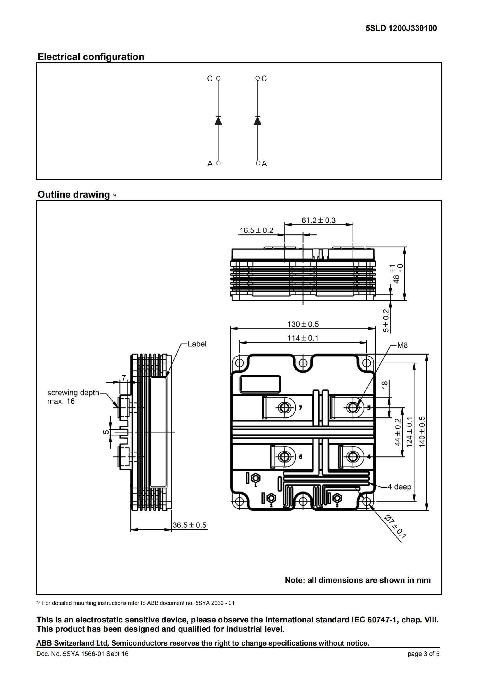 ABB IGBT模块5SLD 1200J330100