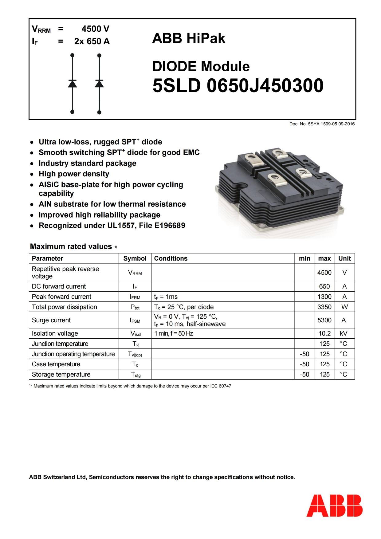 ABB IGBT模块5SLD0650J450300