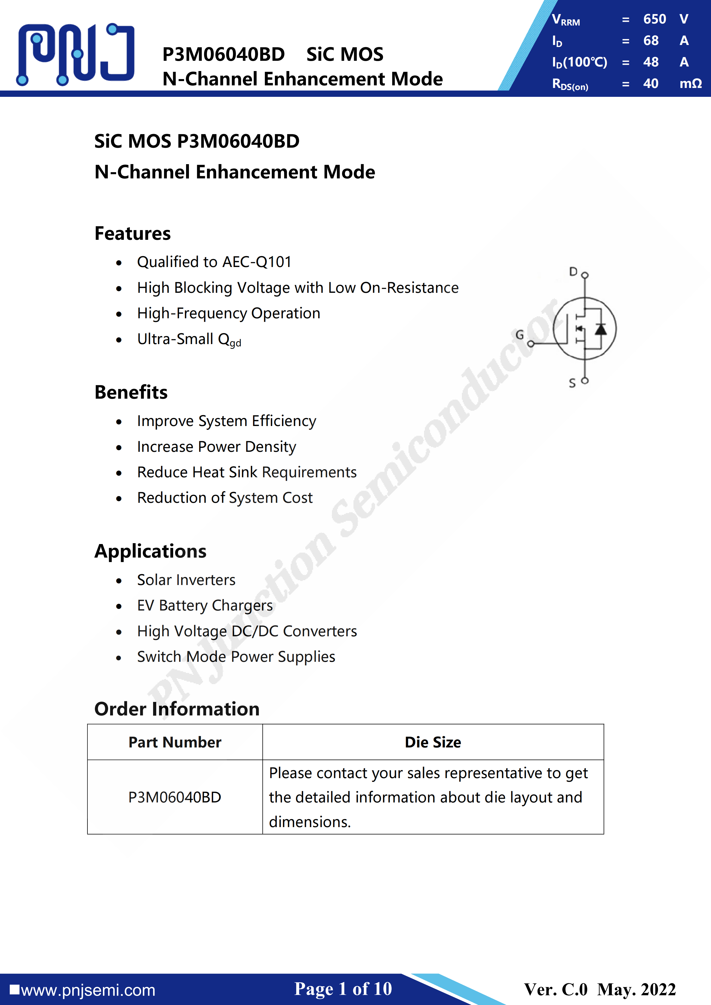 SiC MOS P3M06060BD