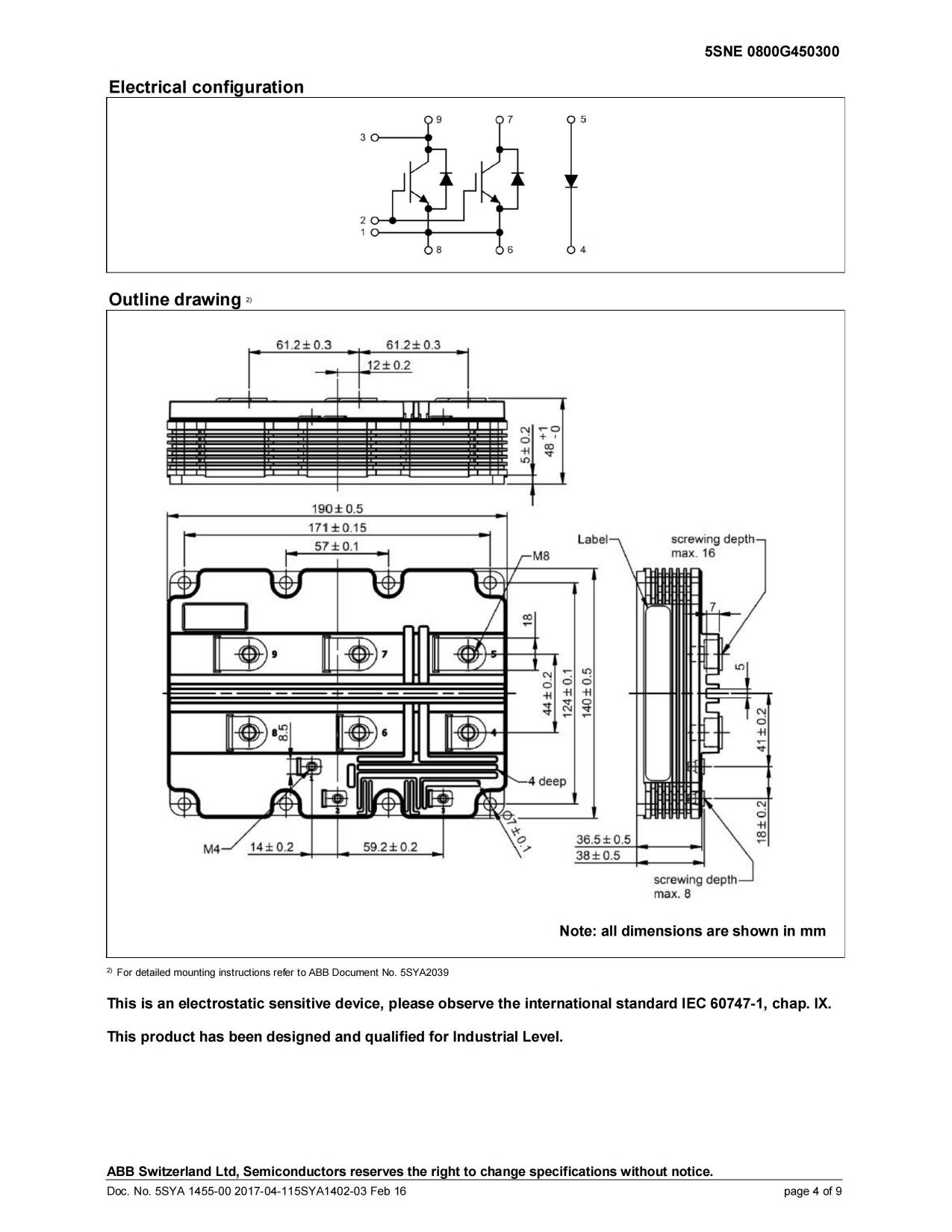 ABB IGBT模块5SNE0800G450300