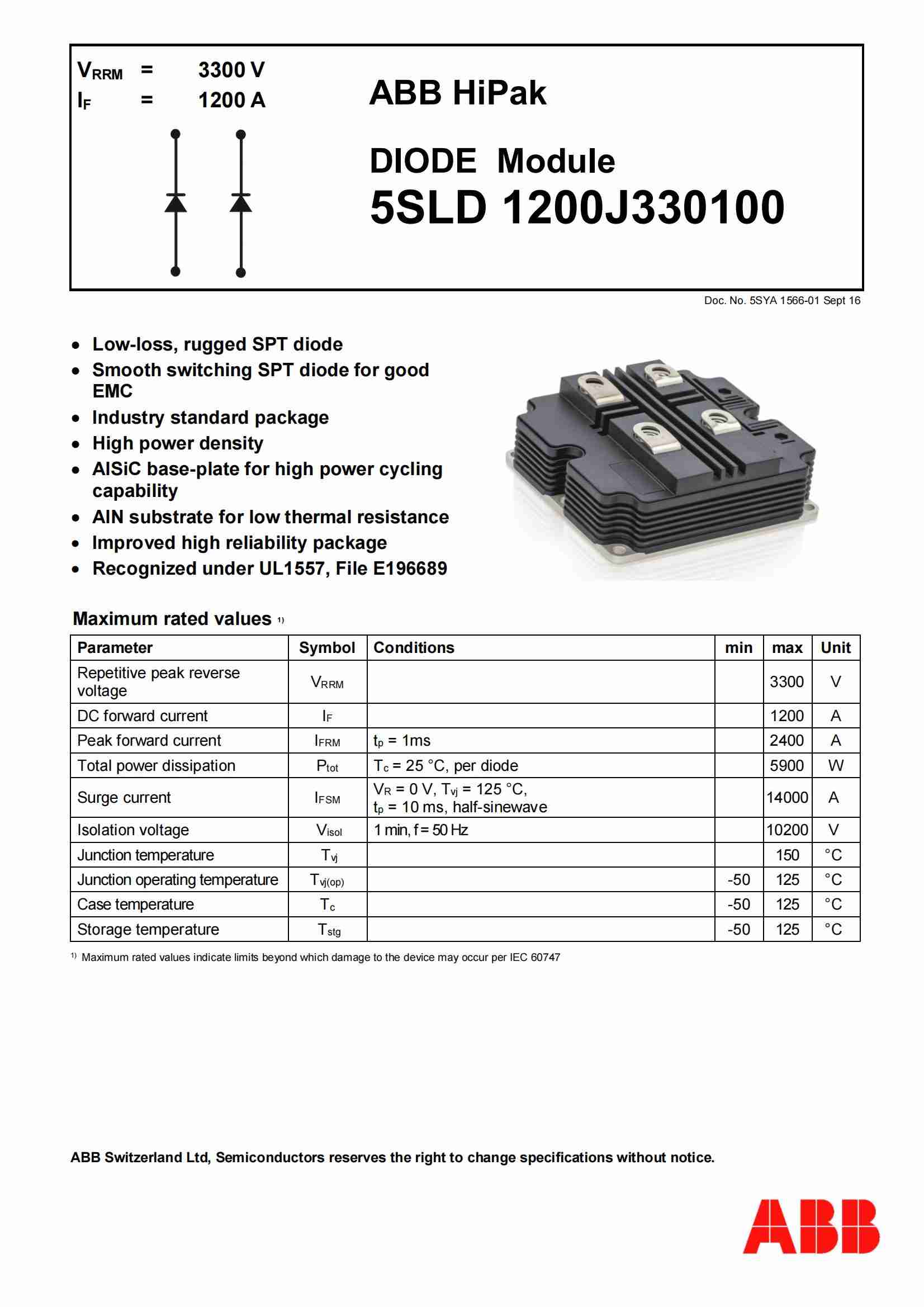 ABB IGBT模块5SLD 1200J330100