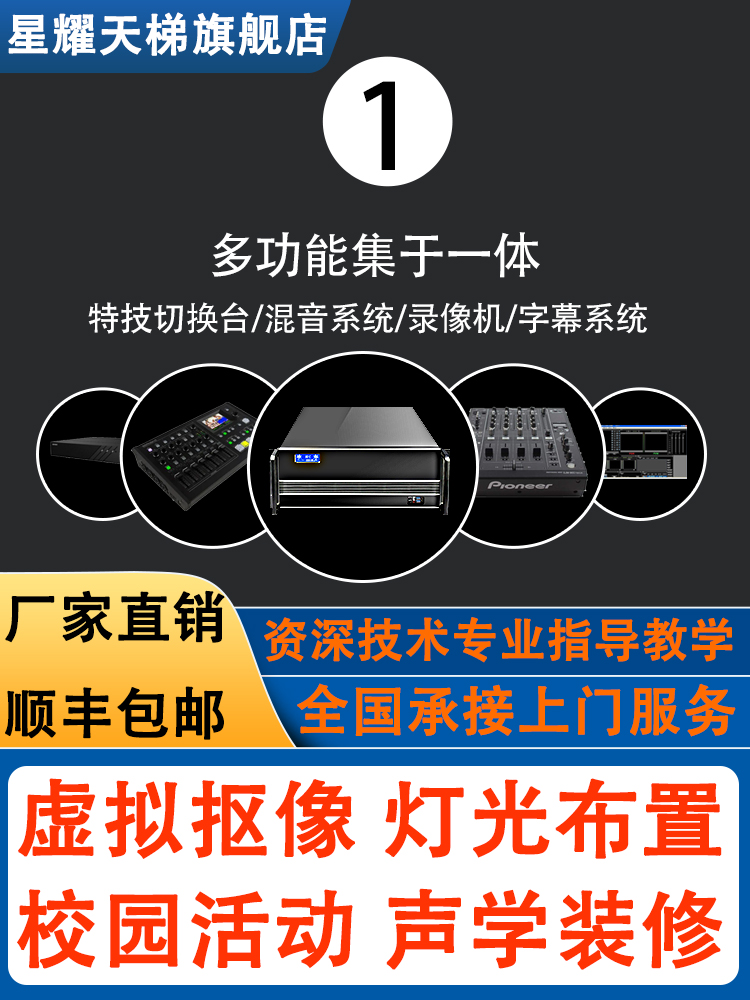 虚拟演播室校园电视台背景直播间灯光布置搭建蓝绿箱抠像全屋装修