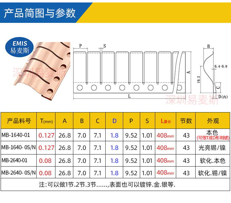 屏蔽室簧片选择易麦斯 50多款屏蔽室簧片 免费样品