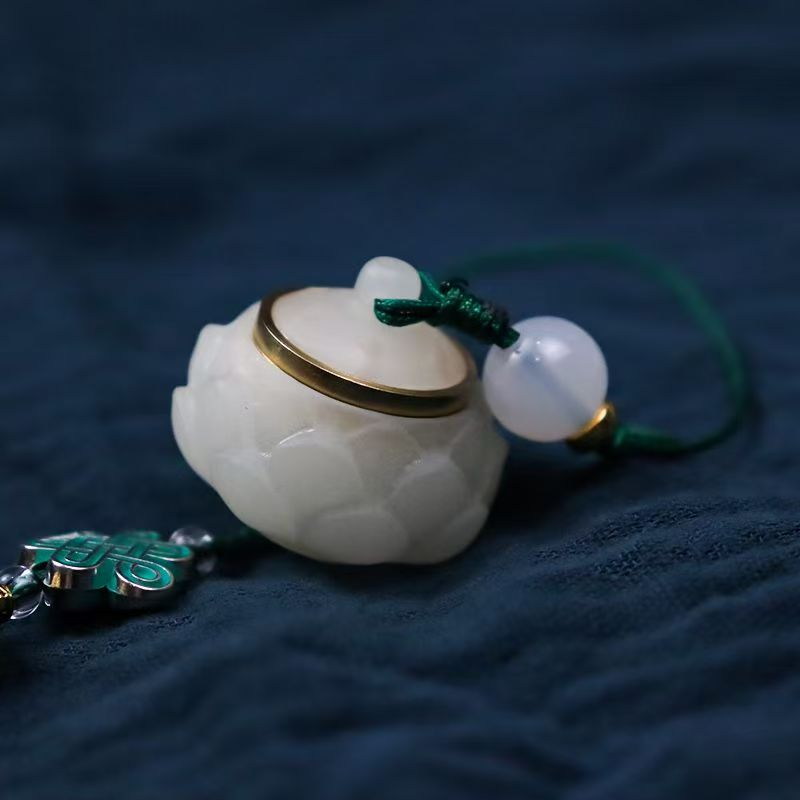 民艾天下古风夜光萤石莲花流苏香囊