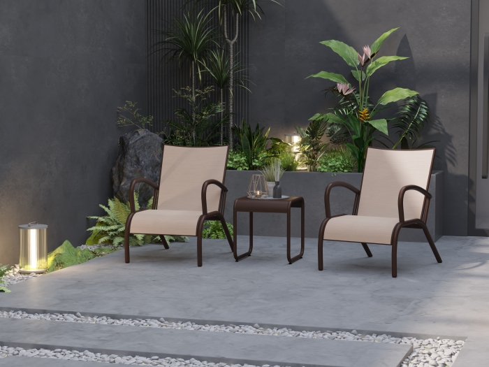 瑞奇丽YF3458阳台休闲椅 铝合金阳台桌椅三件套 北欧沙发椅整套