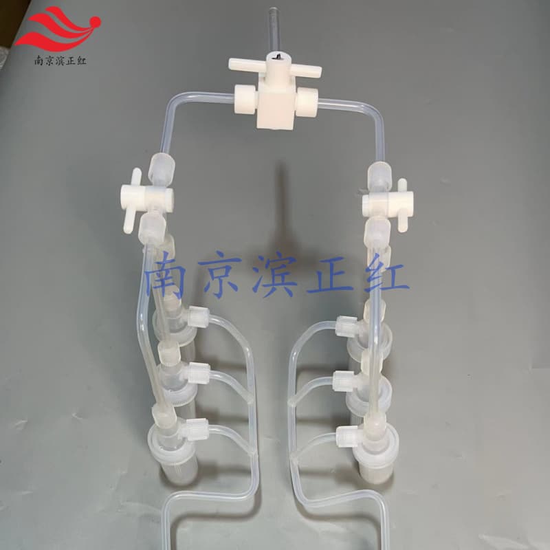 半导体用PFA氮气吹扫装置耐高温耐腐蚀PFA吹扫瓶可定制6位PFA气体反应瓶